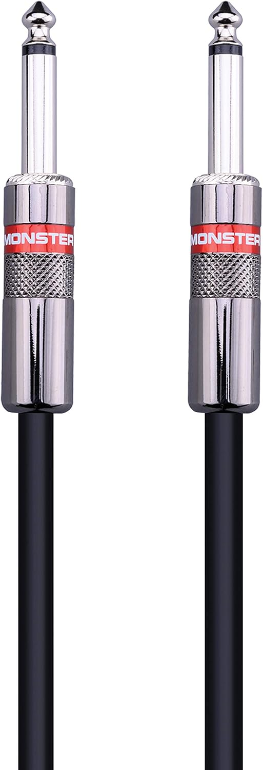 Monster Prolink Classic Speaker Cable - 12FT Straight to Straight Instrument Cable - Straight 1/4-Inch Plugs - Guitar Cord w/Superior Signal Transfer, Noise Reduction, Duraflex Outer Jacket