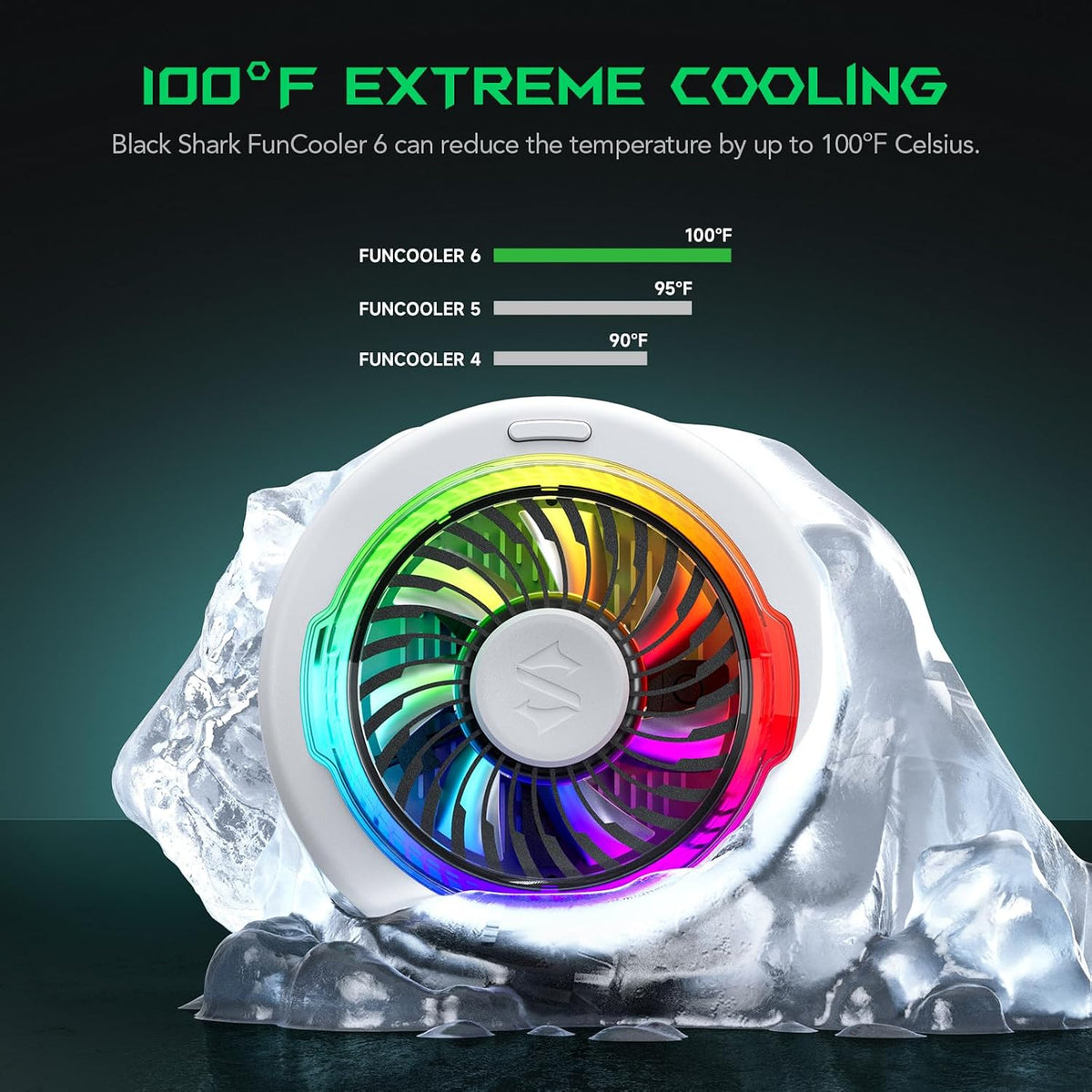 Magnetic Cell Phone Cooler for Gaming, Portable Mobile Phone Cooling Fan with RGB Light, App-Controlled Cellphone Radiator for iPhone Magnetic Series/iPad (White)