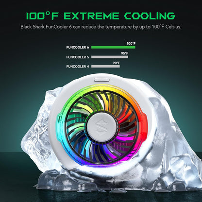 Magnetic Cell Phone Cooler for Gaming, Portable Mobile Phone Cooling Fan with RGB Light, App-Controlled Cellphone Radiator for iPhone Magnetic Series/iPad (White)