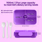 Lunch Box Kids Bento Box - Leakproof 4 Compartments Food Containers w Utensils - Purple