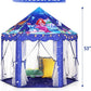 Monobeach Mermaid Princess Tent Girls Blue Large Playhouse Kids Castle Play Tent with Star Lights Gift Toy for Children Indoor and Outdoor Games