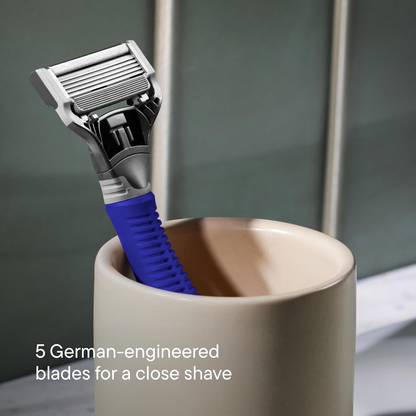 Shaving Kit for Men - Razor Handle, 3 Razor Blade Refills, Foaming Shave Gel, and Travel Blade Cover (Ocean Blue)