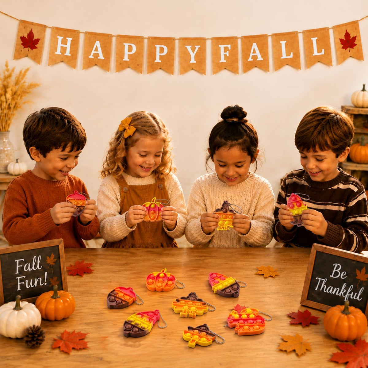 Fall Party Favors Supplies Gifts (20 PCS) Thanksgiving Fidget Toy Keychains