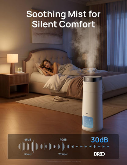16L Slim Bevochtiger Groot Kamer 1000 vt², 130H Kouemis Lugbevochtigers Bo-vul, Afstandbeheer/Raak/Stem & APP-beheer, Selfreinigende Tenk, 30dB, RGB Lig - Wit