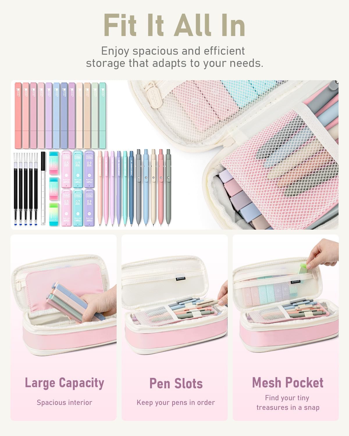 Aesthetic All-in-One Bulk Pack Supplies - Mechanical Graphite Pencil for Students Stationary School Essentials - (Pink)