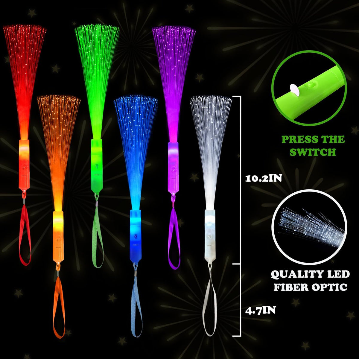 Halloween Glow in Dark Party Favors for Kid,12PCS Light Up Fiber Optic Wand