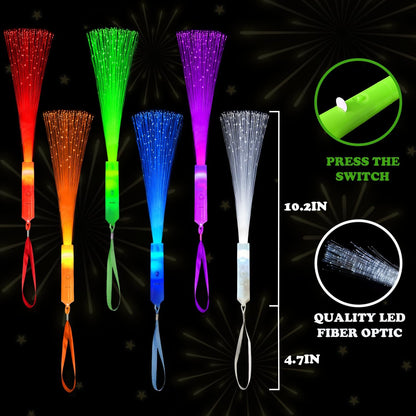 Halloween Glow in Dark Party Favors for Kid,12PCS Light Up Fiber Optic Wand