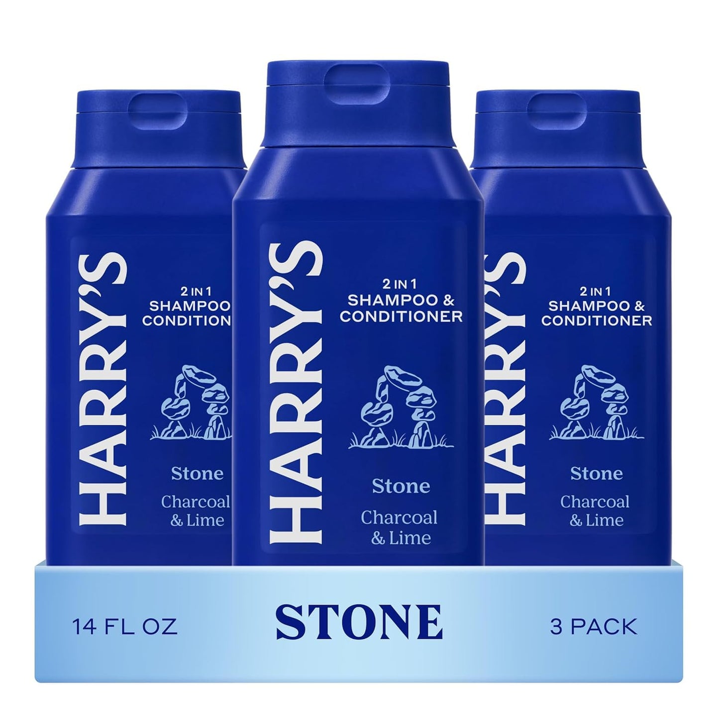 Men's 2 in 1 Shampoo and Conditioner for All Hair Types No Parabens or Sulfates - New Stone Scent - (3 Pack) 14 fl oz