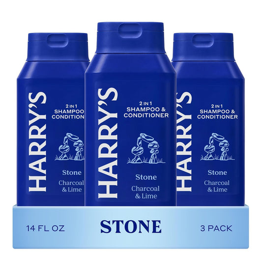 Men's 2 in 1 Shampoo and Conditioner for All Hair Types No Parabens or Sulfates - New Stone Scent - (3 Pack) 14 fl oz
