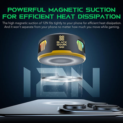 Black Magnetic Phone Cooler for Gaming with RGB Lights, Portable Magnetic Cooling Fan with App Control for iPhone Magnetic Series and iPad (Copy)