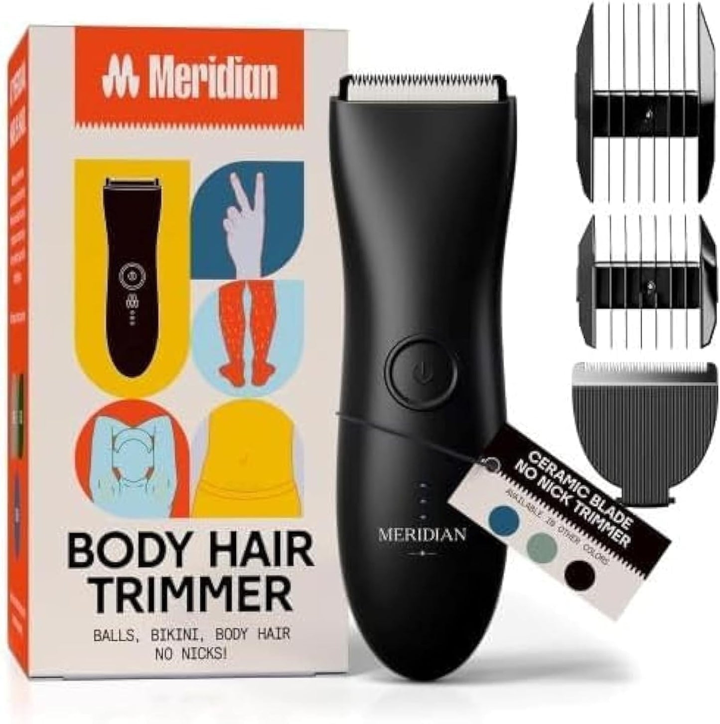 MERIDIAN - The Starter Package - Original Electric Body & Pubic Hair Trimmer Set, 1 Replacement Blade - Cordless, Waterproof, Rechargeable - for Men and Women - Easy & Pain-Free Grooming Kit - Onyx