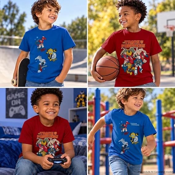 Transformers Boys 2 Pack Cotton Tee Optimus Prime Bumblebee Shirts