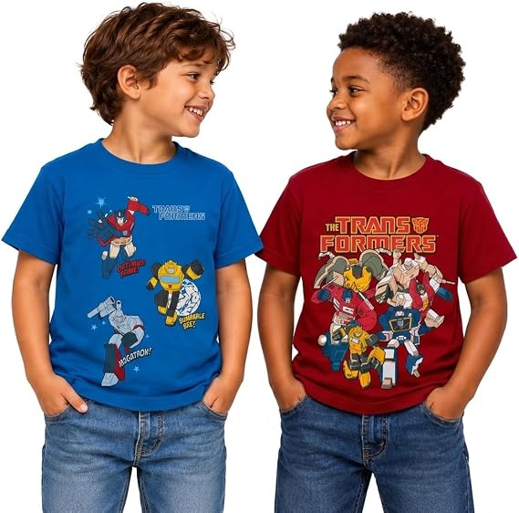 Transformers Boys 2 Pack Cotton Tee Optimus Prime Bumblebee Shirts