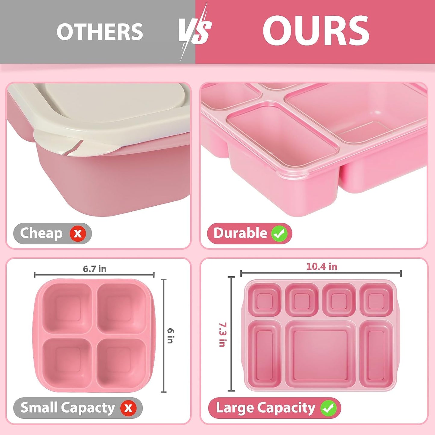 Freshmage Bento Box Middageteboks 3 Pak, 7-Vak Maaltydvoorbereidinghouers met Deksel, Herbruikbare Stapelbare Happiehouers vir Volwassenes, BPA-vry, Mikrogolf- en Skottelgoedwasser-veilig (3 Kleure)