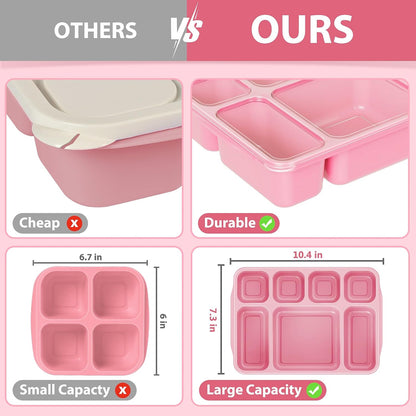 Freshmage Bento Box Middageteboks 3 Pak, 7-Vak Maaltydvoorbereidinghouers met Deksel, Herbruikbare Stapelbare Happiehouers vir Volwassenes, BPA-vry, Mikrogolf- en Skottelgoedwasser-veilig (3 Kleure)