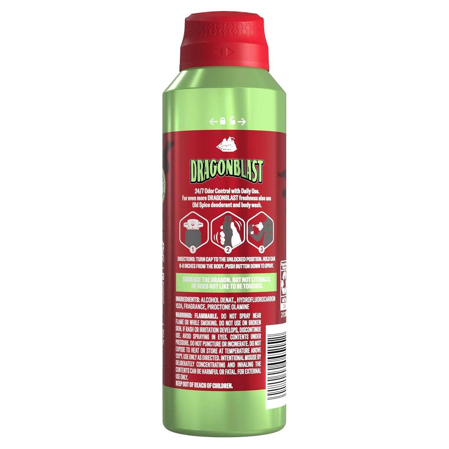 Old Spice Aluminum Free Body Spray for Men, 24/7 Odor Protection, Cologne Quality Scent - Dragonblast w/ Warm Woodsy Scent (Pack of 3)