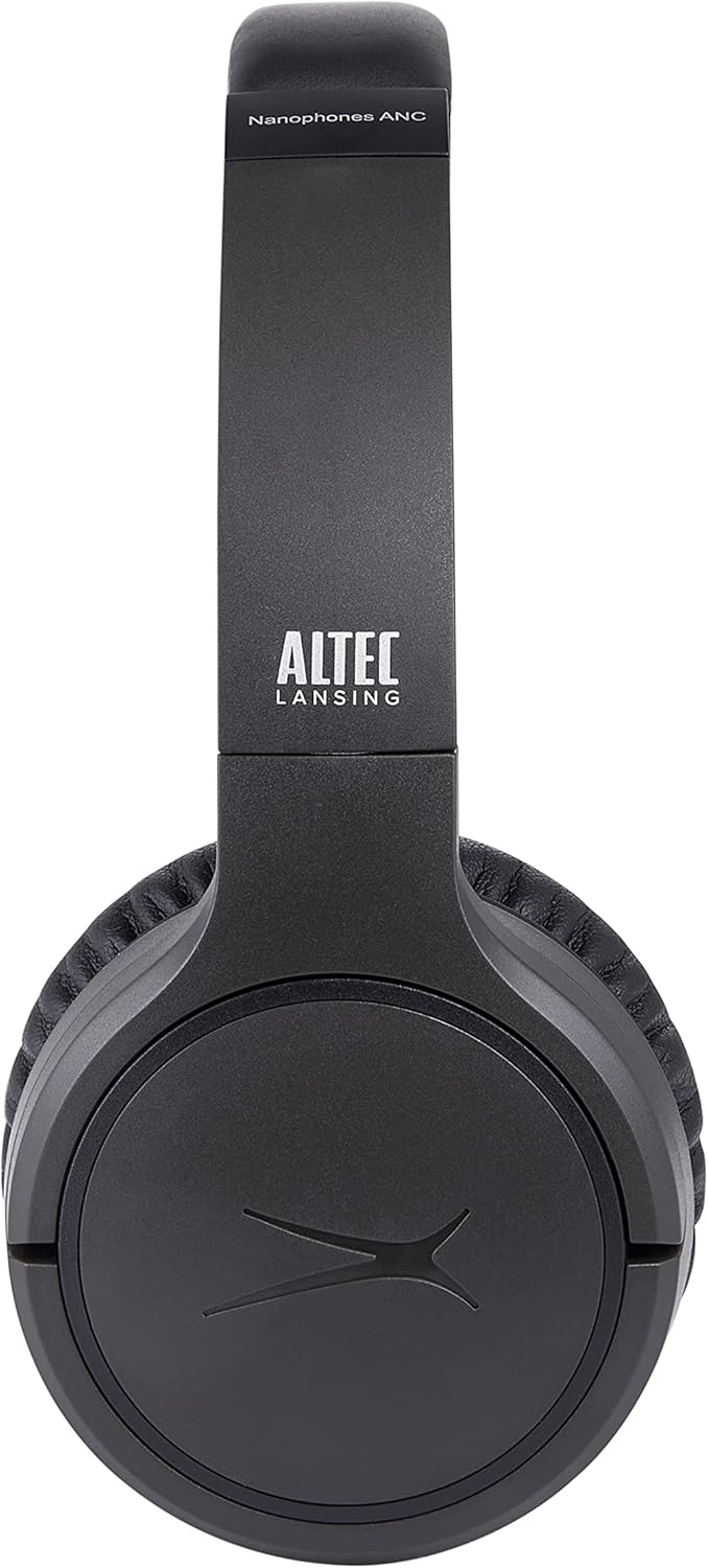 Altec Lansing Nanophones ANC Bluetooth Draadlose Aktiewe Geraasdempende Oorfone Op-Oorfone 12 Uur Batterylewe, Opvoubare Oorkoppies, Verwyderbare Mikrofoon vir Werk en Leer van die Huis af (Grys)