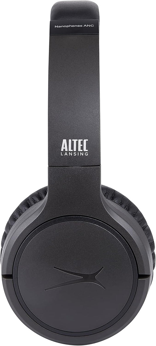 Altec Lansing Nanophones ANC Bluetooth Draadlose Aktiewe Geraasdempende Oorfone Op-Oorfone 12 Uur Batterylewe, Opvoubare Oorkoppies, Verwyderbare Mikrofoon vir Werk en Leer van die Huis af (Grys)