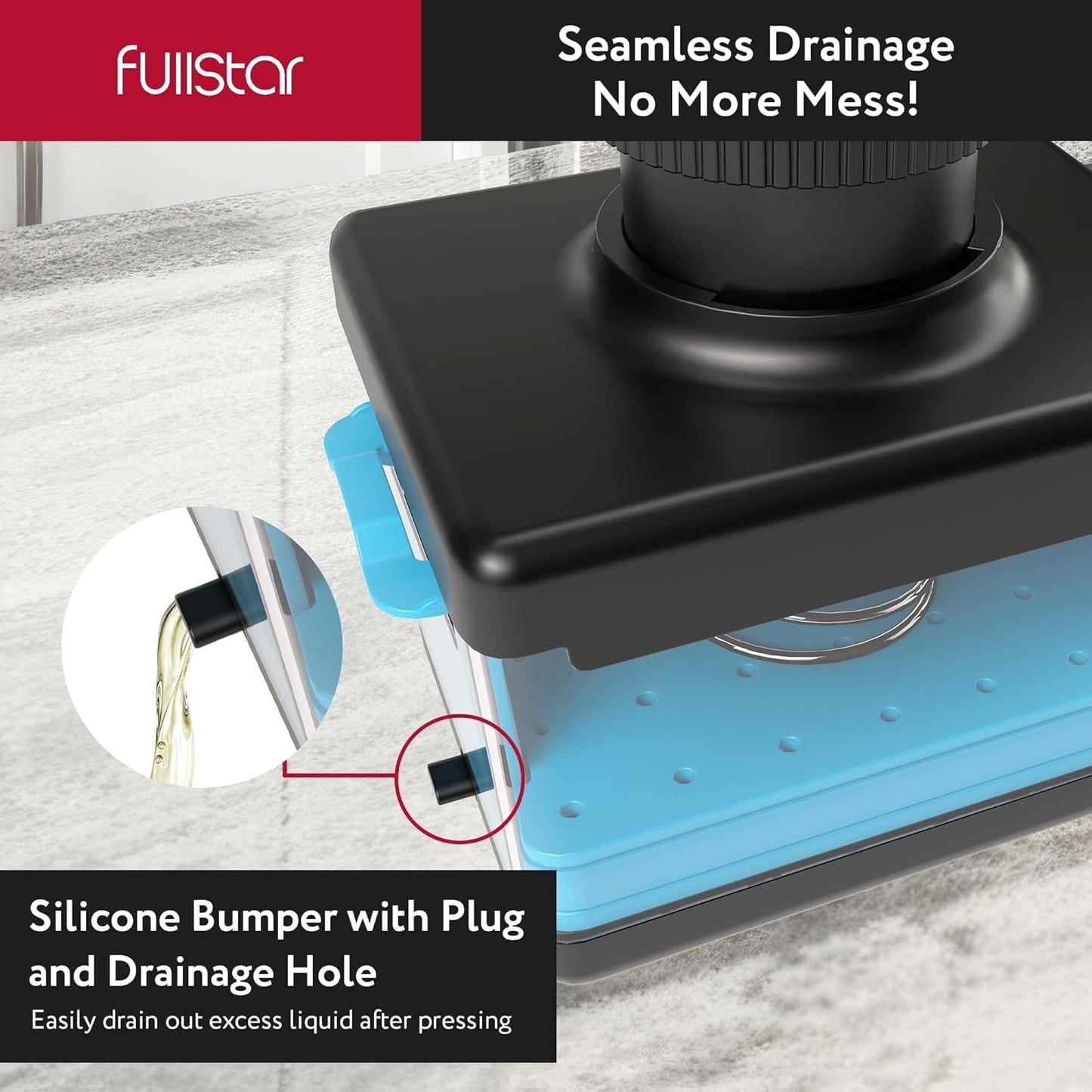 Fullstar 2-in-1 Tofu Press & Cutter, Dishwasher Safe, BPA-Free, Press Box for Extra Firm & Silken Tofu (Blue)