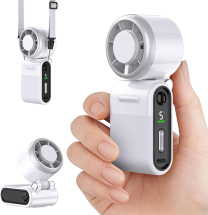 Mini Draagbare Handheld Turbo Waaier 5-Spoed Herlaaibaar - Wit