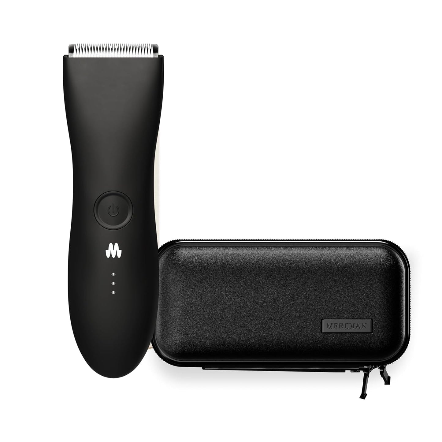 MERIDIAN Body Hair Trimmer for Men Balls, Bikini Trimmer and Hard Case - Onyx