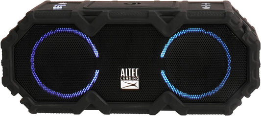 Altec Lansing LifeJacket Jolt - Waterdigte Bluetooth-luidspreker, Duursame en Draagbare Luidspreker met Qi Draadlose Laai en Stemassistent, Swart met Liggie