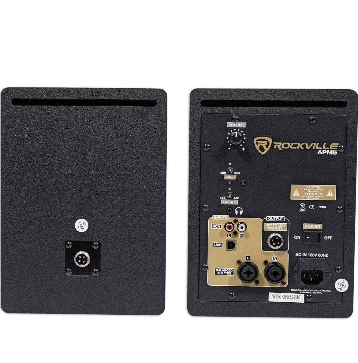 Rockville 2-Way 250W Active/Powered USB Studio Monitor Speakers Pair, 5.25 inch (APM5W)
