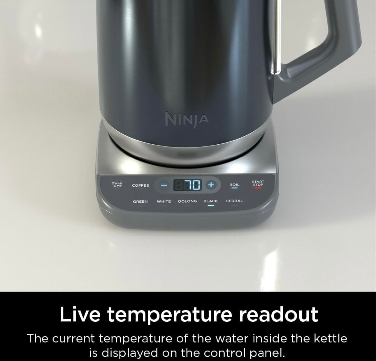 Ninja KT 200BL Precision Temperature Electric Kettle, 1500 watts, BPA Free, Stainless, 7-Cup Capacity