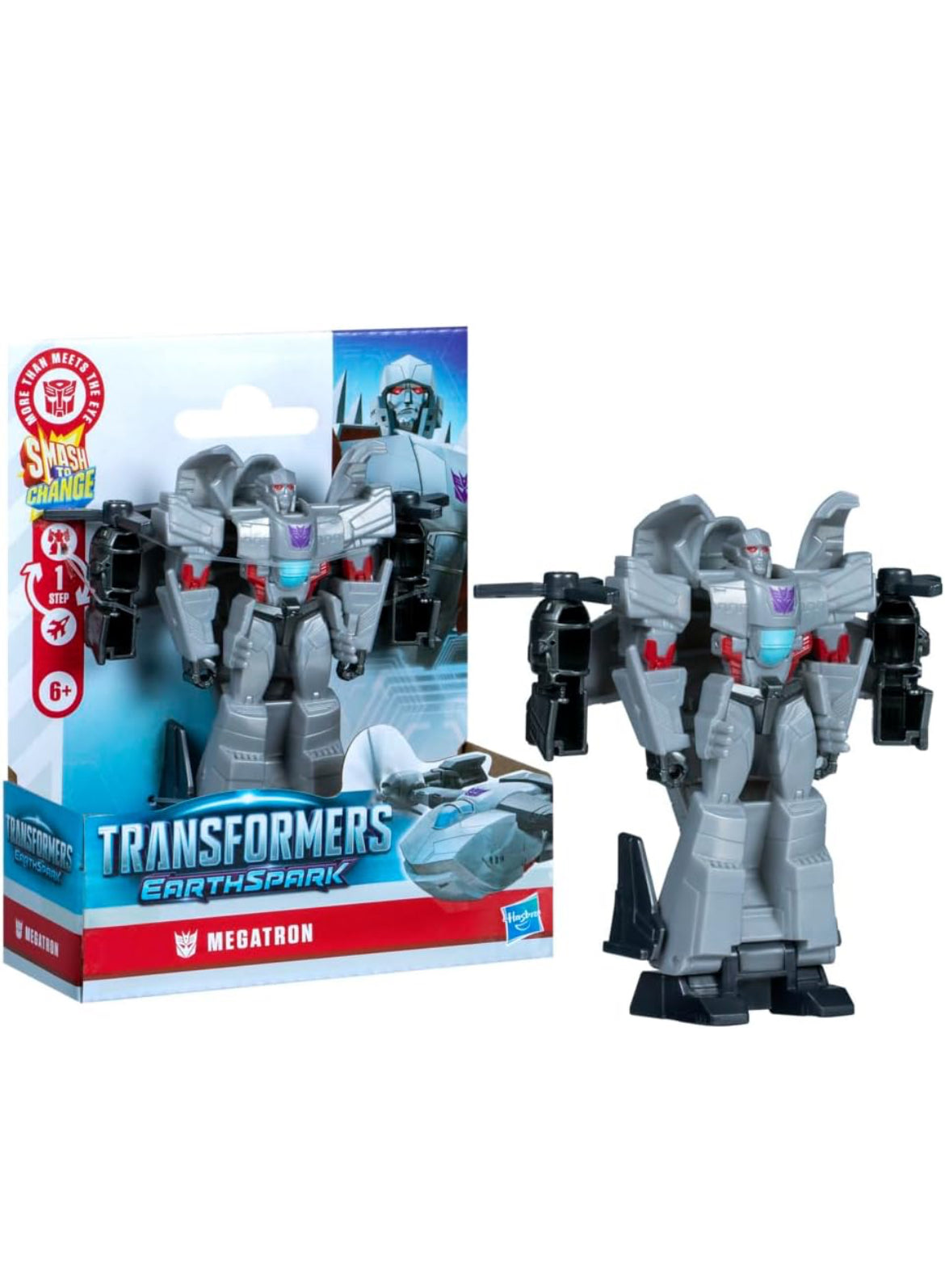 Transformers EarthSpark 1-Step Smash Changers Megatron 4-Inch Action Figure, Robot Toys for Boys and Girls 6 and Up