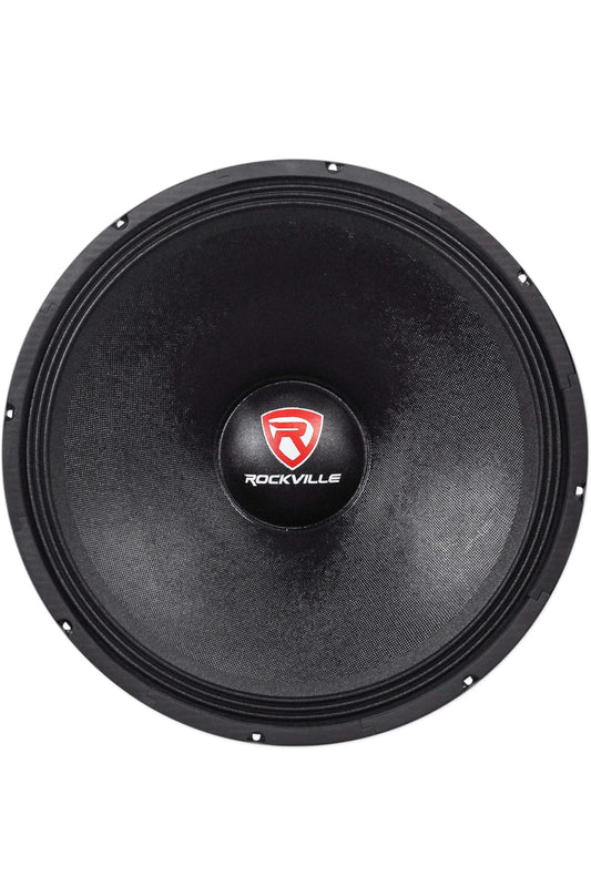 Rockville RVW1800P8 1800W 18" Rou DJ Subwoofer 8 Ohm, Hoë Kraghantering, Diep Basreaksie, Duursame Konstruksie, vir Professionele DJ's en Regstreekse Klank