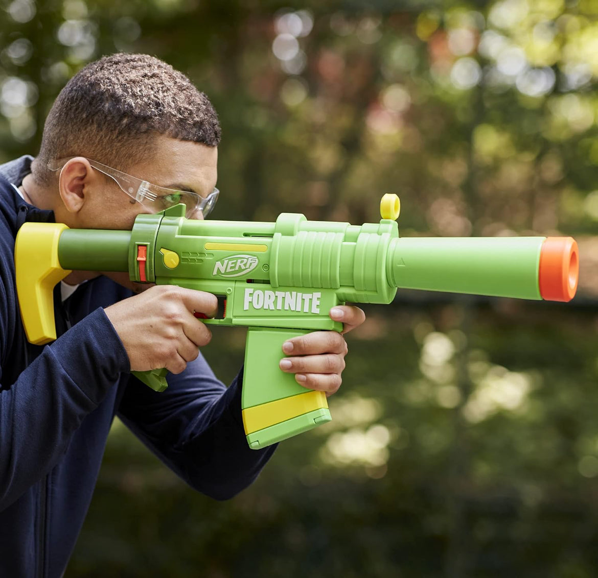 Nerf Fortnite SMG-Zesty Blaster, 10 Nerf Elite Darts, 10-Dart Clip, Removable Stock & Barrel, Fortnite Gifts for Boys & Girls