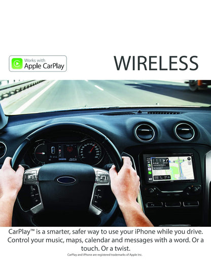 JVC Ingeboude Wi-Fi vir Draadlose CarPlay Android Auto, 6.8" LCD Raakskerm, AM/FM, Bluetooth, MP3-Speler, USB-Poort, Dubbel DIN, 13-Band EQ, SiriusXM Motorradio