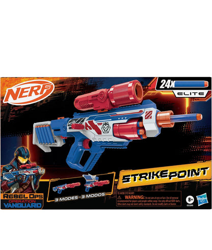 Nerf Rebel Ops Operation Vanguard Strikepoint Blaster
24 Nerf Foam Darts, Shieldstock & Scope-Barrel Attachments, Kids Gift Toys, Ages 8+ (Amazon Exclusive)