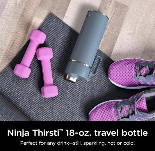 Ninja DW2401BL Thirsti 24oz Reiswaterbottel Lekvry, 24 Uur Koud, Skottelgoedwasser Veilig, Roesvrye Staal Geïsoleerde Tuimelaar - Stormblou