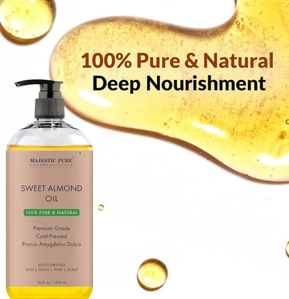 SUIWER Soet Amandelolie, Driedubbel A Graad Kwaliteit, Suiwer en Natuurlik Kouegepars, (Verpakking Kan Verskil) - (16 fl. Oz)