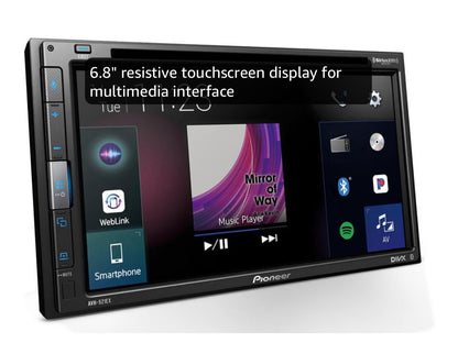 Pioneer AVH-521EX 6.8" Resistive Touchscreen Double Din Car Stereo
DVD Multimedia Receiver, Bluetooth, Backup Camera, SiriusXM, USB, FLAC Playback, MIXTRAX, 13-Band EQ, AM/FM Radio Preouts
