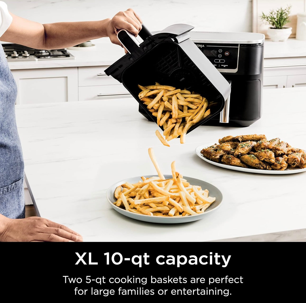Ninja Air Fryer, Thermometer, Roast, Bake, Air Fry, Crisps, Broil, Reheats, Keep Warm, 6-in-1 - 10 QT, (Grey DZ550)