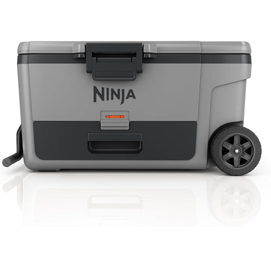 Ninja Cooler FrostVault 65QT Yskas met Wiele Geïsoleer met Temperatuur Droë Bergingslaai Hou Ys Dae Lank Koud - Lei Grys (FB265GY)