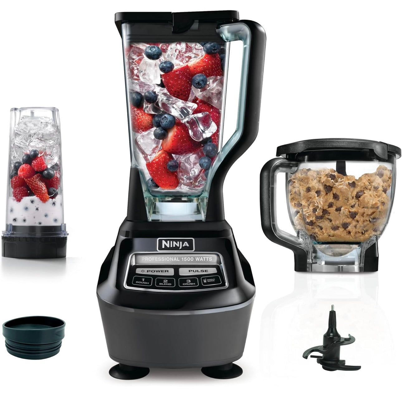 Ninja Blender, Food Processor, Blender for-Smoothies, Includes Pitcher, Smoothie Cup, and 8-Cup Bowl Mega Kitchen System, 120 Volts - Black, BL770AMZ