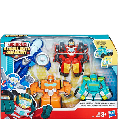 Playskool Heroes Transformers Rescue Bots Academy Rescue Team Pack, 4 Collectible 4.5" Converting Action Figures, Toys for Kids Ages 3 & Up