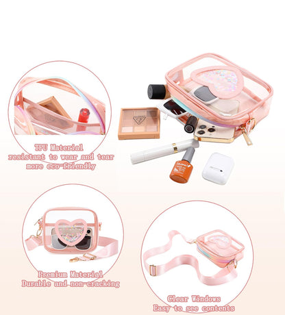 Clear Crossbody Bag for Women Girls Kids Purse Toddlers Shoulder Messenger Handbags Transparent Bags Wallet Pouch