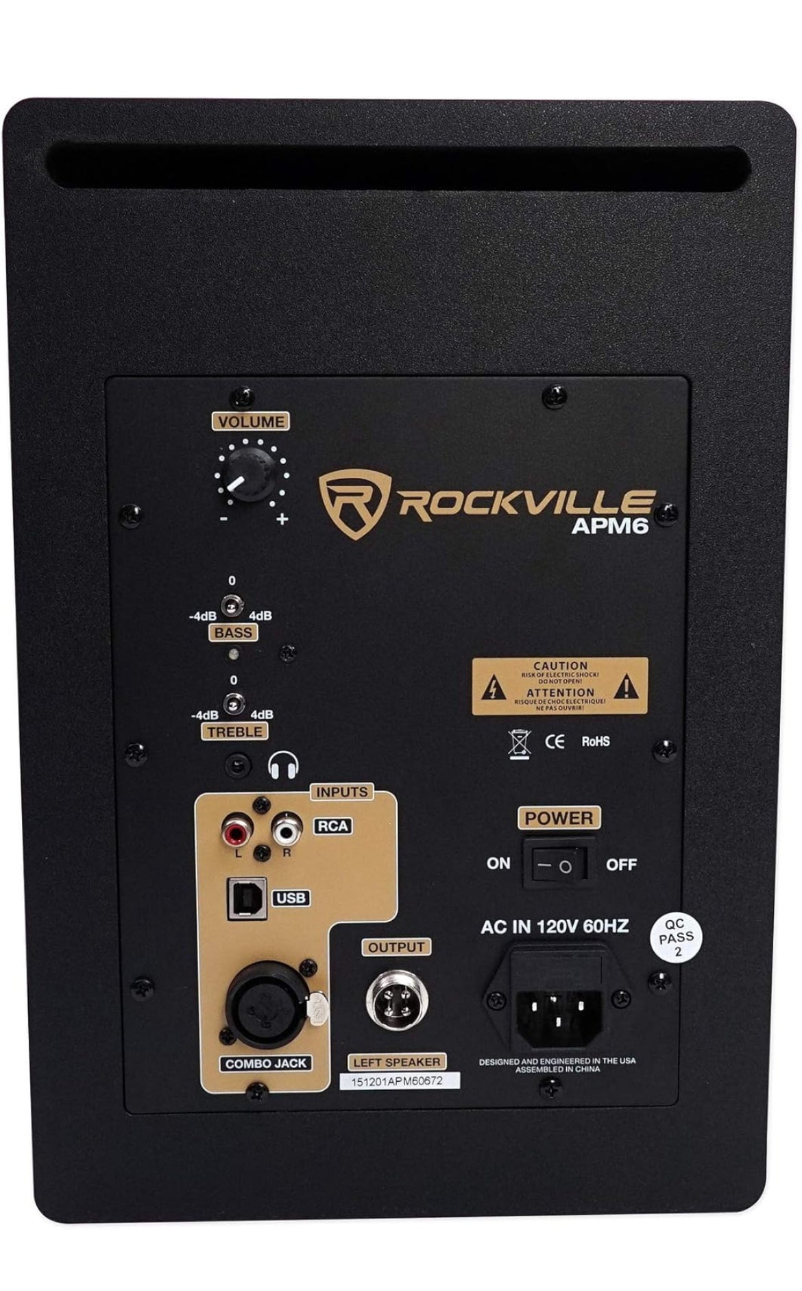 Rockville APM6W Powered USB Studio Monitor Speaker Pair in White, 6.5", 2-Way, 350W, EQ, MDF Wood, RCA/XLR