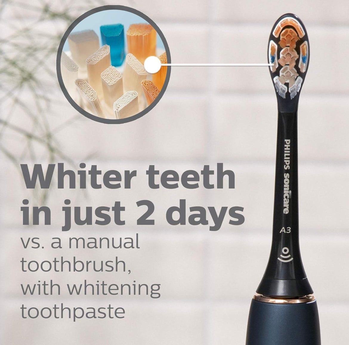Philips Sonicare Oorspronklike A3 Premium Alles-in-Een Vervangings-tandeborselkoppe, 2 Borselkoppe (Swart) HX9092/95