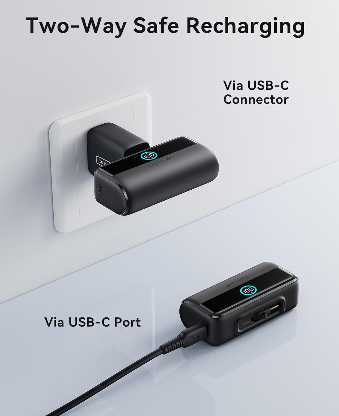 INIU Compact Portable Charger, 5500mAh Power Bank with Build-in USB-C Connector, 22.5W PD Fast Charging Powerbank, Family Flight Cruise Ship Essential Phone Charger for iPhone 16 15 Samsung, Orange