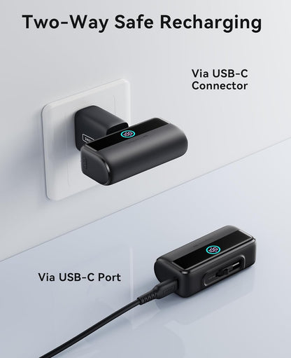 INIU Compact Portable Charger, 5500mAh Power Bank with Build-in USB-C Connector, 22.5W PD Fast Charging Powerbank, Family Flight Cruise Ship Essential Phone Charger for iPhone 16 15 Samsung, Orange