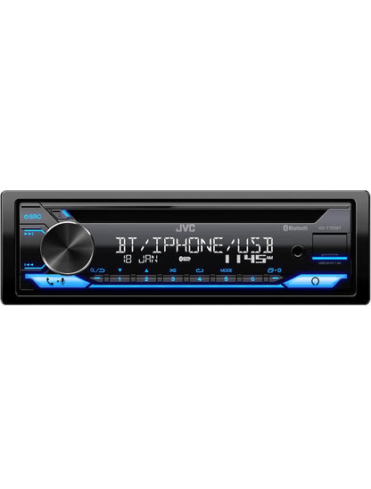 JVC KD-T720BT - CD-motorstereo, enkel-din, Bluetooth-oudio en handvrye oproepe met eksterne mikrofoon, CD, MP3, USB, AUX-inset AM/FM-radio, hoëkragversterker, Amazon Alexa-stembeheer