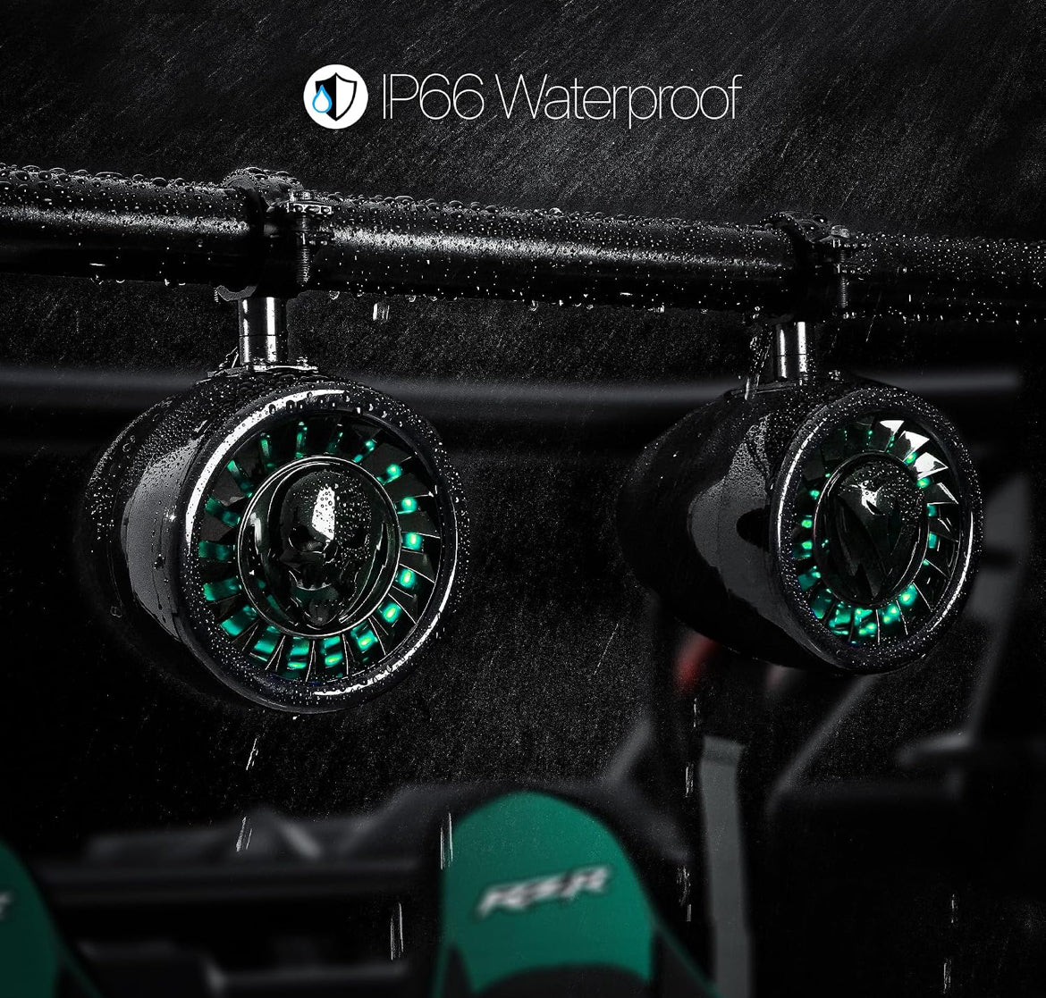 Sound System 600W UTV Speakers 5" Sound Bar 4 speakers (2 woofers + 2 tweeters). Bluetooth/FM/USB/AUX input. Fits 1.5-2in roll bars
