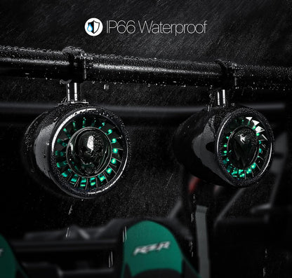 Sound System 600W UTV Speakers 5" Sound Bar 4 speakers (2 woofers + 2 tweeters). Bluetooth/FM/USB/AUX input. Fits 1.5-2in roll bars