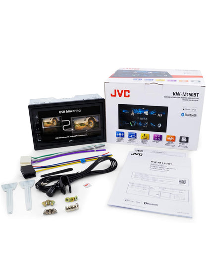 JVC KW-M150BT Bluetooth-motorstereo-ontvanger met USB-poort – 6.75"-raakskerm – AM/FM-radio – Dubbel-DIN MP3-speler – 13-band-EQ (Swart)