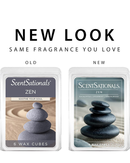 Scentsationals Wax Melts, Wax Cubes Strong Scent -Zen - Long Lasting Scented Melts for Warmer, 10oz (24-Cubes)